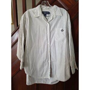 Ralph Lauren Long Sleeve Striped Button-Down Shirt White/Black 14
